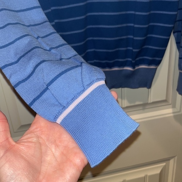 𝅺bullock & Jones San Francisco Made in Italy cotton blue striped sweater XL - Picture 6 of 10